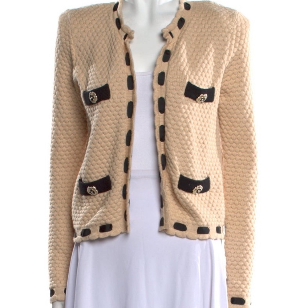 L'AGENCE Cream and Black Cardigan - Picture 8 of 11